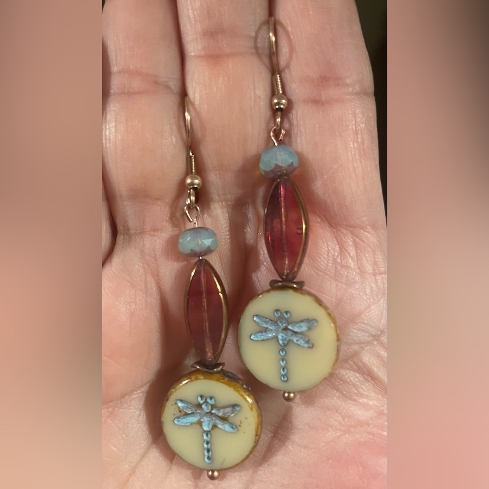 Dragonfly Czech Glass Earrings